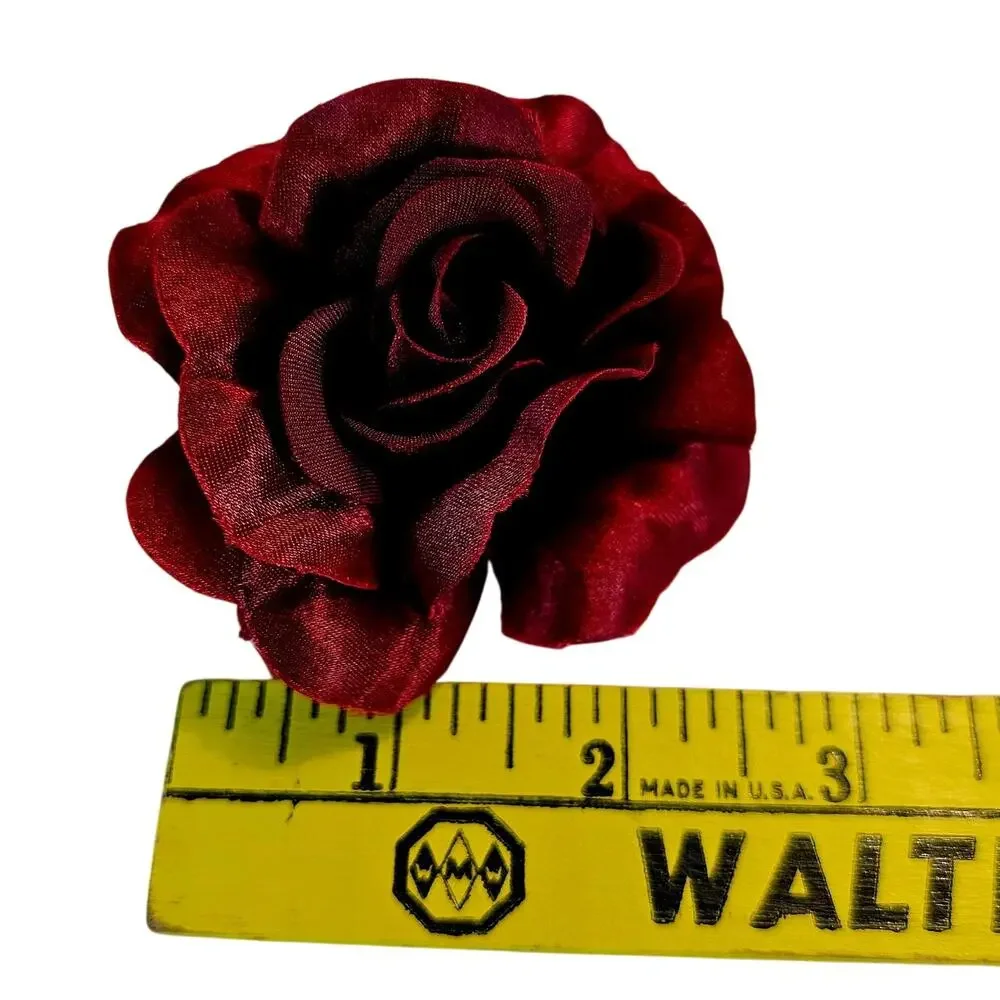 50 Burgundy Red Satin Rose Heads Stemless Wedding Floral Craft DIY 2.5in Flowers